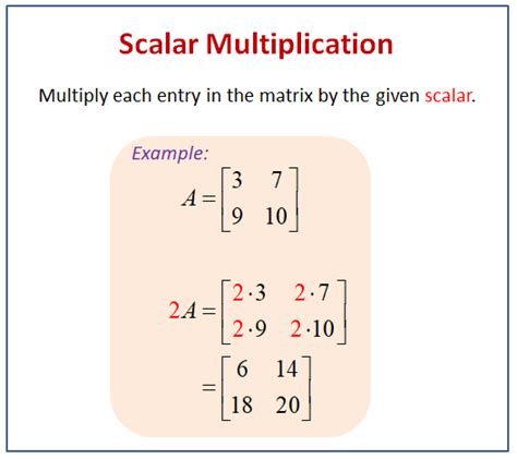 Scalar Multiplication of Matrices (examples, solutions, videos, worksheets, activities)