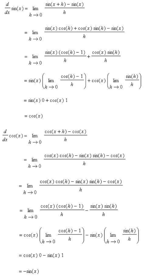 What is the differentiation of costheta and sintheta ??with reason