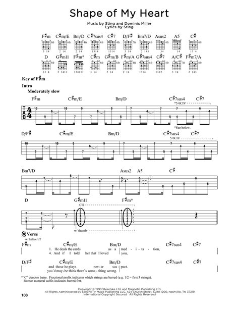 Shape Of My Heart by Sting - Guitar Cheat Sheet - Guitar Instructor