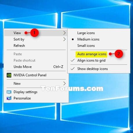 Desktop Icons Auto Arrange - Turn On or Off in Windows 10 - Windows 10 General Tips Tutorials