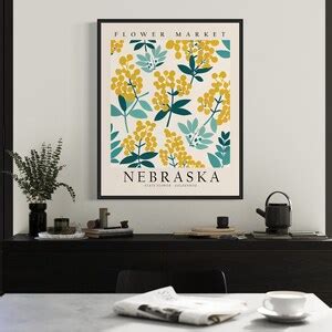 Nebraska State Flower, Nebraska Flower Market Art Print, Goldenrod 1960 ...