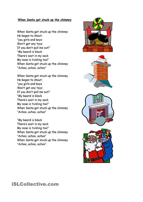 When Santa got stuck up the chimney | Preschool christmas songs, Christmas songs lyrics ...