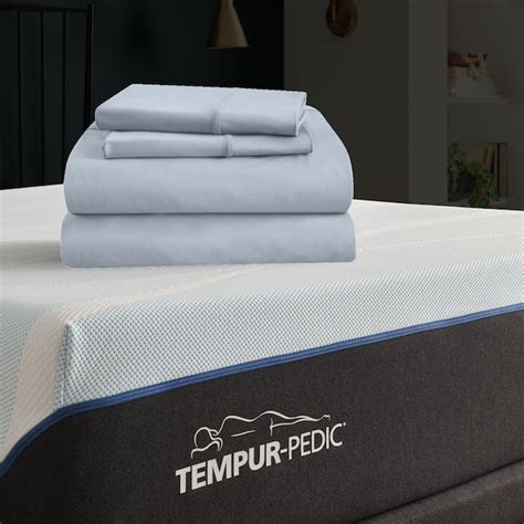 TEMPUR-PEDIC Queen 400-Thread-Count Microfiber Sleepy Blue Bed-Sheet 40329251 at Lowes.com