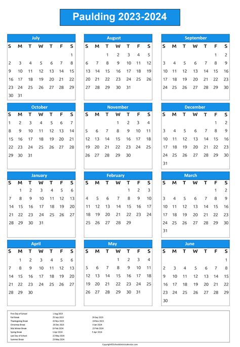 Paulding County School District Calendar Holidays 2023-2024