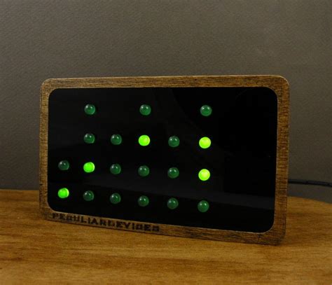 Binary Clock – green LED, choose your front color | Peculiar Devices