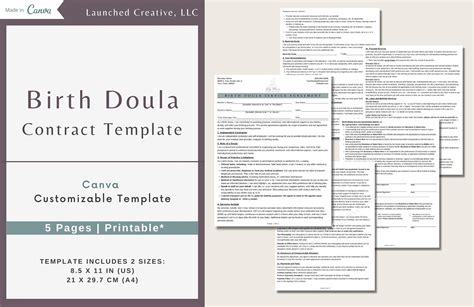 Birth Doula Contract Template Birth Doula Service Agreement Form Birth ...