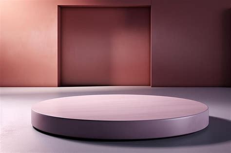 Premium Photo | Round round coffee table in room with pink wall