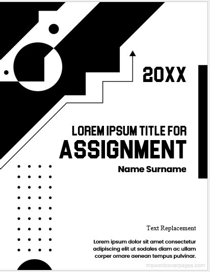 Assignment cover page in black and white | MS Word Cover Page Templates