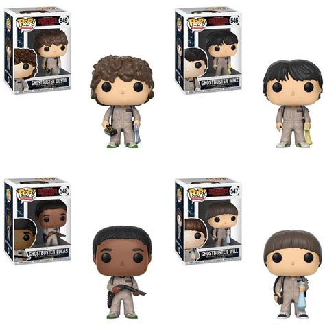 Stranger Things Ghostbusters Will, Dustin, Mike & Lucas 4 PACK Funko P ...