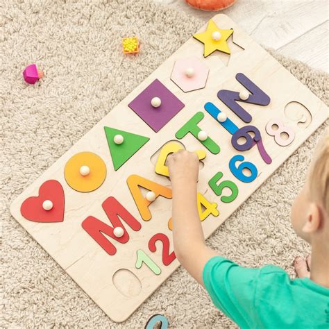 Personalized Baby Puzzle Name Puzzle With Pegs Busy Puzzle - Etsy