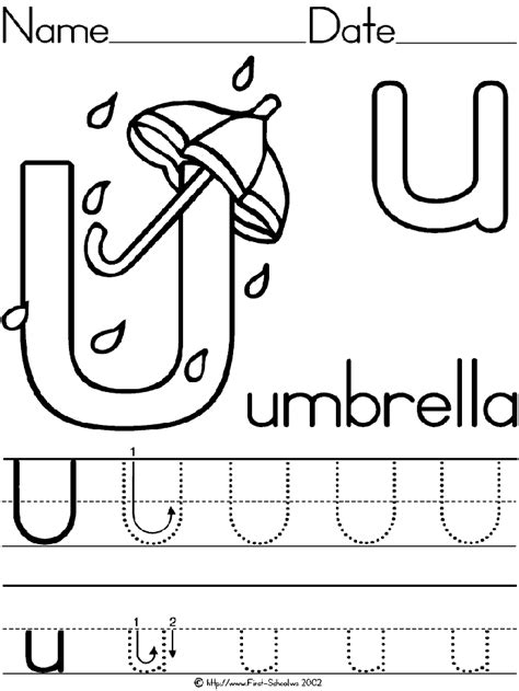 Alphabet Letter U Umbrella Preschool Lesson Plan Printable Activities and Worksheets | Preschool ...