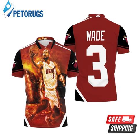 Dwyane Wade 3 Miami Heat Score Fire Background Legend For Fan Polo ...