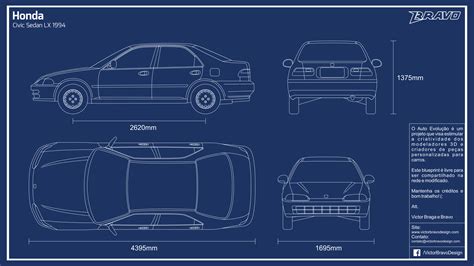 Blueprint Honda Civic Sedan LX 1994 by VictorBravoDesign on DeviantArt