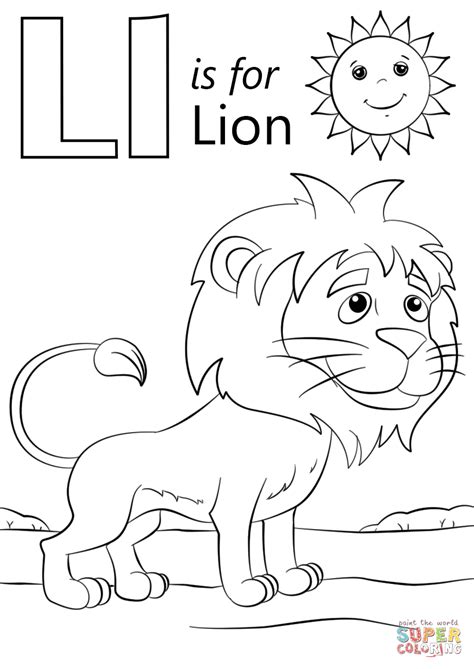 L is for Lion coloring page | Free Printable Coloring Pages