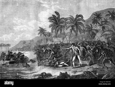 The Death of Captain James Cook at Kealakekua Bay on Hawaii ; Black and ...