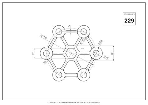 2D CAD EXERCISES 229 - STUDYCADCAM Isometric Drawing Exercises, Autocad ...