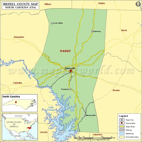 Iredell County Map, North Carolina