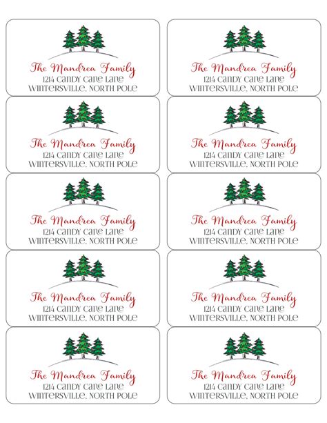 EDITABLE Christmas ADDRESS LABEL Template, Envelope Addressing, Christmas, Trees, Recipient ...