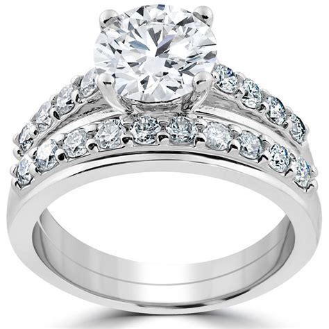 Certified 3ct Diamond Engagement Ring Wedding Band Set 14k White Gold ...