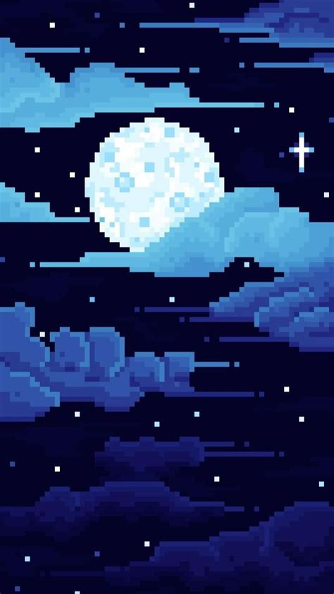 Aesthetic moon pixel art wallpaper for iPhone. | Pantalla