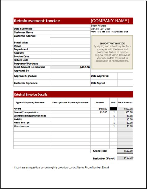 Reimbursement Receipt Template - Strategietechnik Blog