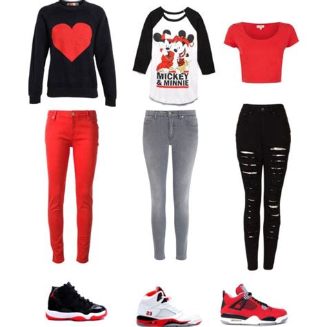 Black An Red Jordan Shirt Girl Outfit