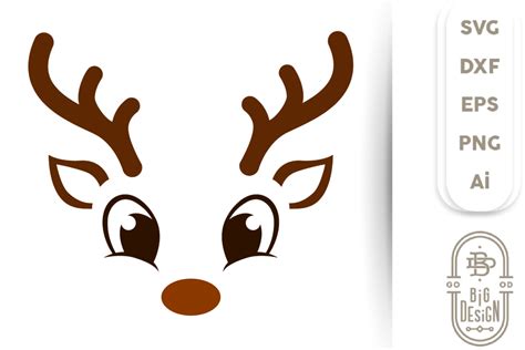 Christmas SVG - Cute Reindeer SVG , Boy Reindeer face SVG By Big Design | TheHungryJPEG