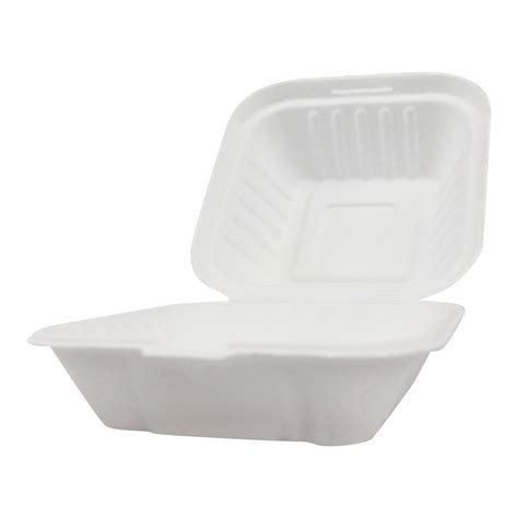 Clamshell Hinged Box Containers To Go Take Out Food Restaurant Case Disposable Boxes 6x6 100 ...