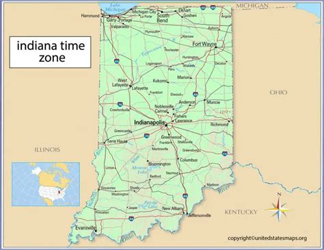 Indiana Time Zone Map | Time Zones in Indiana Map