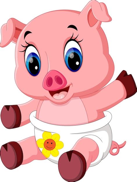 Premium Vector | Illustration of cute baby pig cartoon