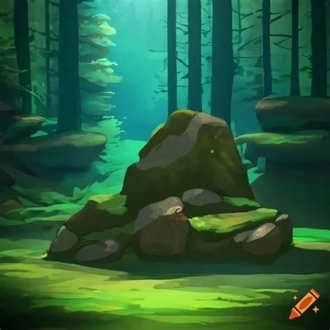 2d forest stage with rocks