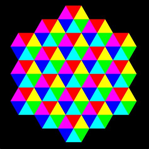 triangle tessellation 6 color | Triangle, Colorful rangoli designs ...