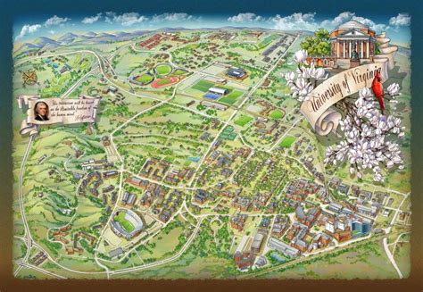 UVA Campus Illustrated Map - Illustrated Maps by Rabinky Art, LLC