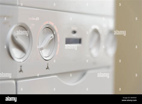 Close up of the controls of a British Combi Gas Boiler Stock Photo - Alamy