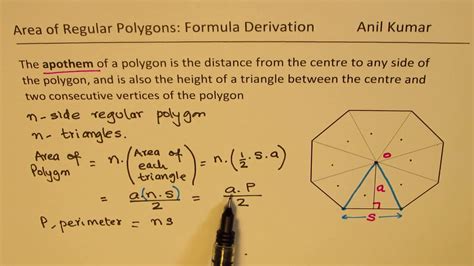 Derivation of Formula for Area of Regular Polygons with Side and apothem - YouTube