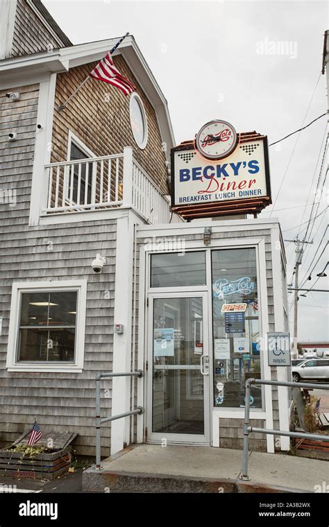 Portland, Maine - September 26th, 2019: Waterfront restaurant Becky's Diner in the Old Port ...