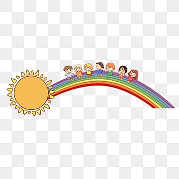 Cartoon Sun Rainbow Children Playing Png Elements, Childrens Day ...