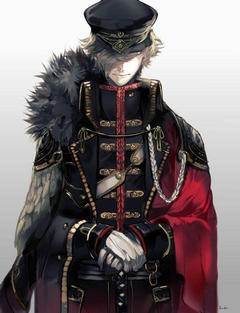 1boy aiguillette alternate_costume artist_name belt border0715 cape closed_mouth fur_trim gloves ...