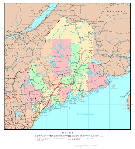 Large Detailed Administrative Map Of Maine State With Highways And ...