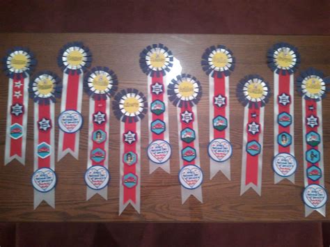 We made ribbons to give the girls their American Heritage Girls badges ...