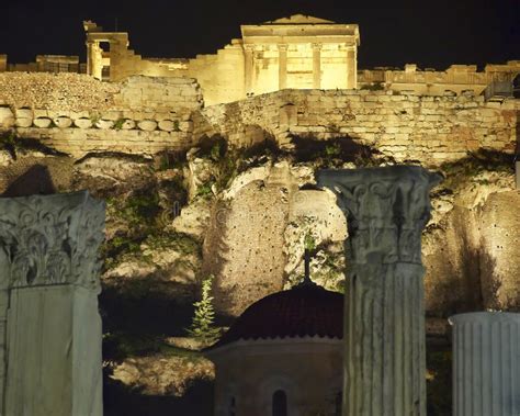 Greece, Erechtheion Temple Night View Stock Photo - Image of antiquity, athena: 30114832