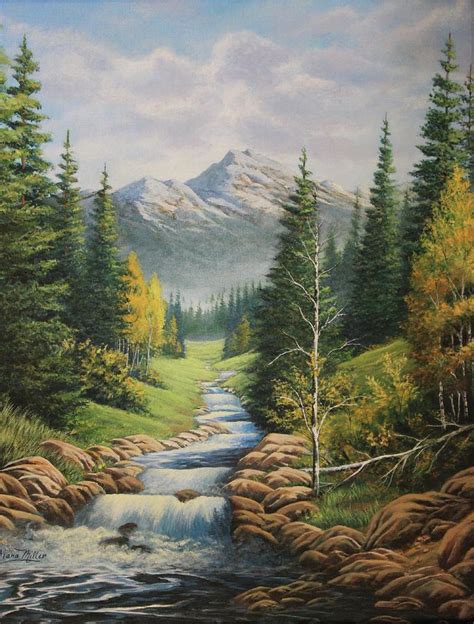 Mountain River View Painting by Diana Miller