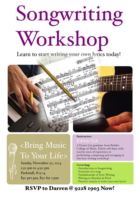 A Songwriting Workshop In this workshop we will learn about writing lyrics. Have fun le ...