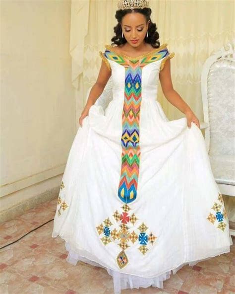 Meseret Mebrate wearing habesha kemis in her wedding. | Ethiopian dress ...