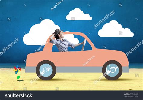 Young Humorous Woman Driving Drawn Funny Stock Photo 357109487 ...