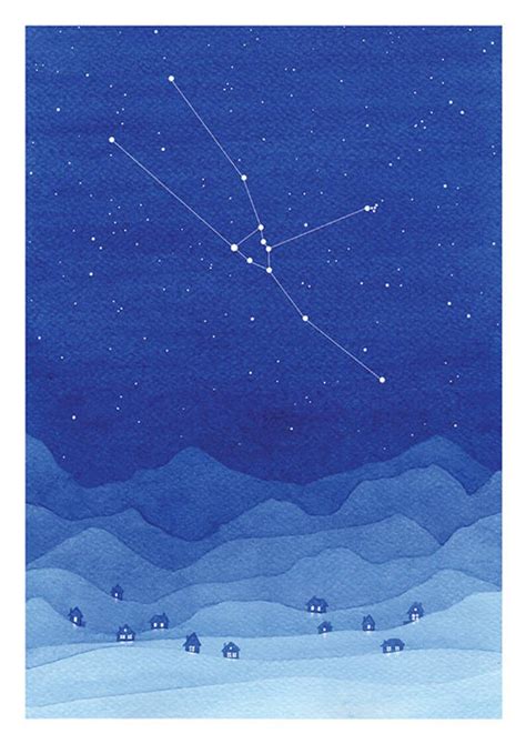 Taurus Watercolor Painting Constellation Blue Mountains Giclee - Etsy