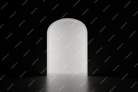 Premium Photo | Marble arc with back light black and white 3d illustration