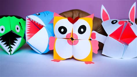 Paper Craft Ideas - origami animals- cootie catcher - YouTube