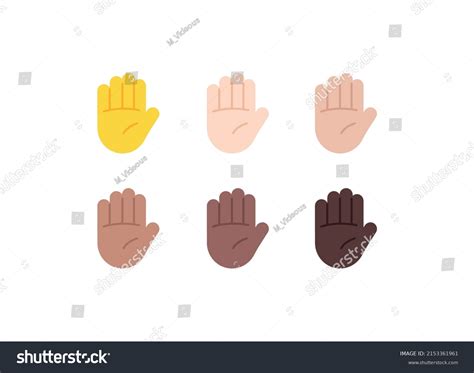 All Skin Tones Raised Hand Gesture Stock Vector (Royalty Free ...