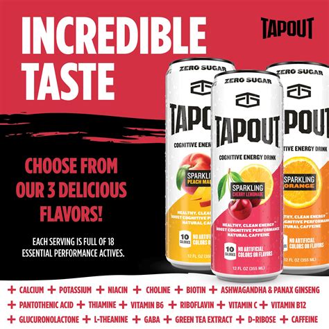 TapouT - Cognitive Energy Drink with Zero Sugar 12oz (12 Pack) – QPLASH.COM